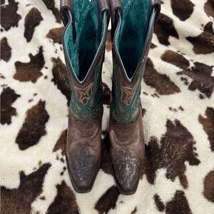 Brown and Teal Western Boots
